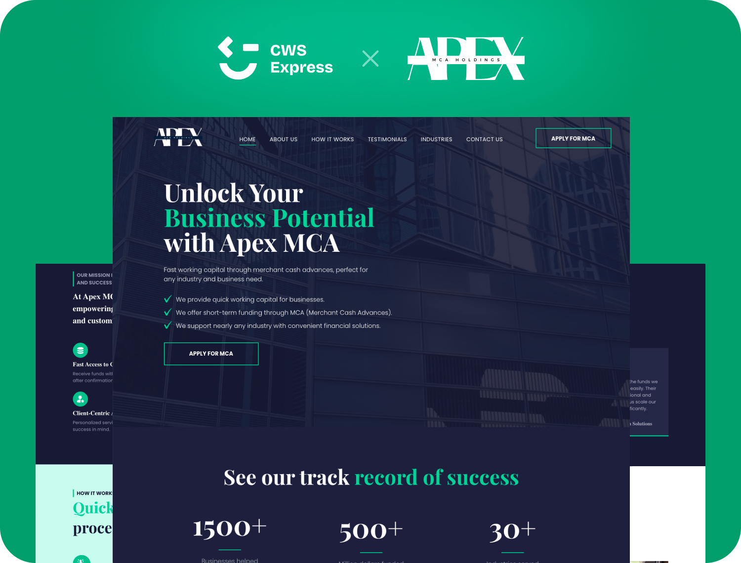 Apex MCA Holdings website preview