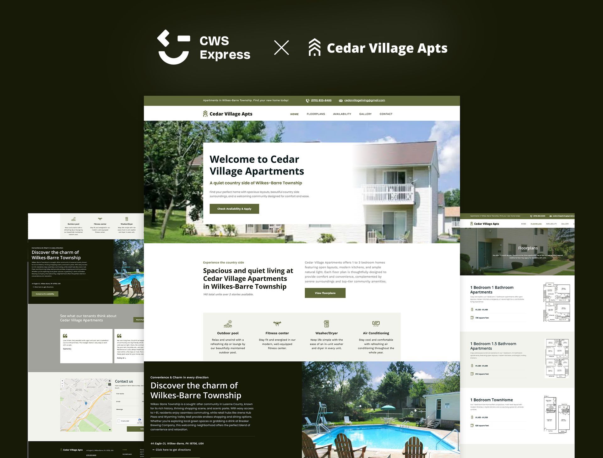 Cedar Village Apartments website preview